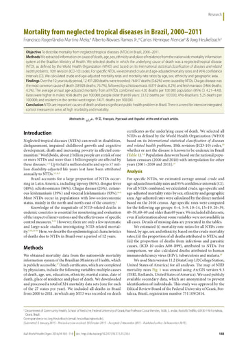 498 Martins Melo et al 2016 Mortality from neglected tropical  Brazil 2000 2011