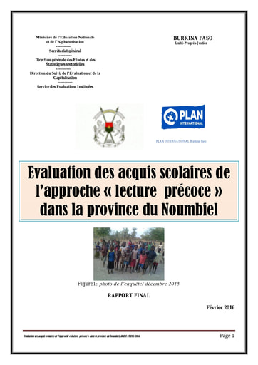 689 Min Educa Plan Interna Burkina 2016  Evaluation acquis scolaires BF