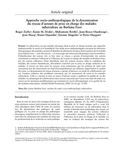 526 Zerbo et al 2009 Approche socio anthropologique malades tuberculeux BF