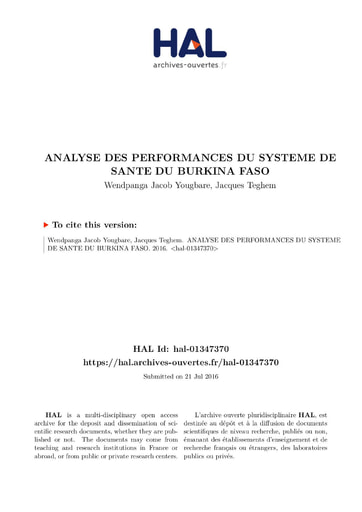 525 Yougbare Teghem 2016 Analyse performan  système santé BF