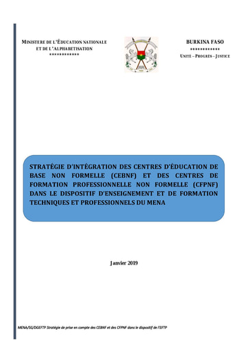 698 Min Educa 2019 Stratégie d’intégration centres d’éducation CEBNF BF