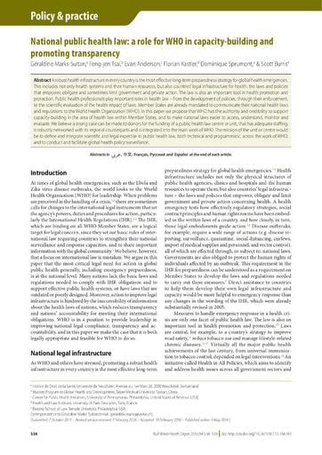 497 Marks Sultan et al 2016 National public health law a role for WHO