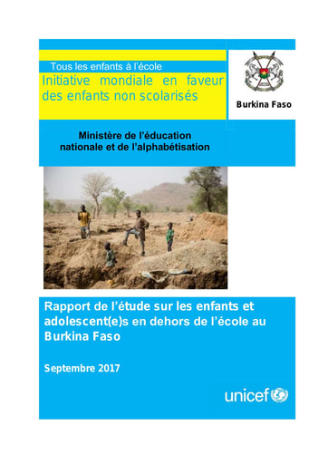 700 Min Educa UNICEF 2017 Rapport étude enfants adolescent(e)s dehors l’école BF