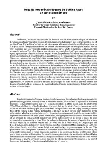 175 Lachaud 1998 Inégalité intra ménage BF  test écono  Doc n° 27